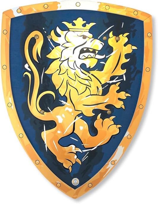 Liontouch - Noble Knight Shield, Blue/Large - Age 3-8 | 17.7 x 13.8 in | Medieval Pretend Play Foam Toy for Children with Golden Lion Theme | Safe Battle Accessory for Dress Up & Costumes for Boys