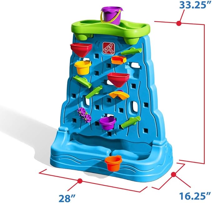 Step2 Waterfall Discovery Wall, Kids Double-Sided Water and Sand Activity Sensory Table, Summer Outdoor Toys, 13 Piece Toy Accessories, For Toddlers 1.5+ Years Old