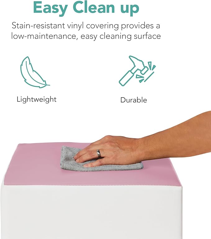 Best Choice Products 4-Piece Kids Climb & Crawl Soft Foam Block Activity Play Structures for Child Development, Color Coordination, Motor Skills - Pink