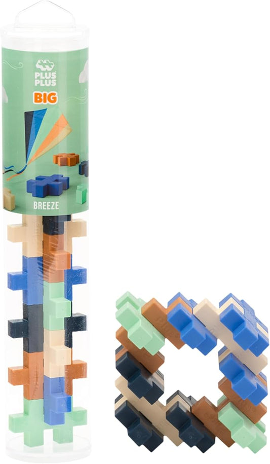 PLUS PLUS Big – 15 Piece Breeze Mix – Construction Building Stem/Steam Toy, Interlocking Large Puzzle Blocks for Toddlers and Preschool, Open Play Tube