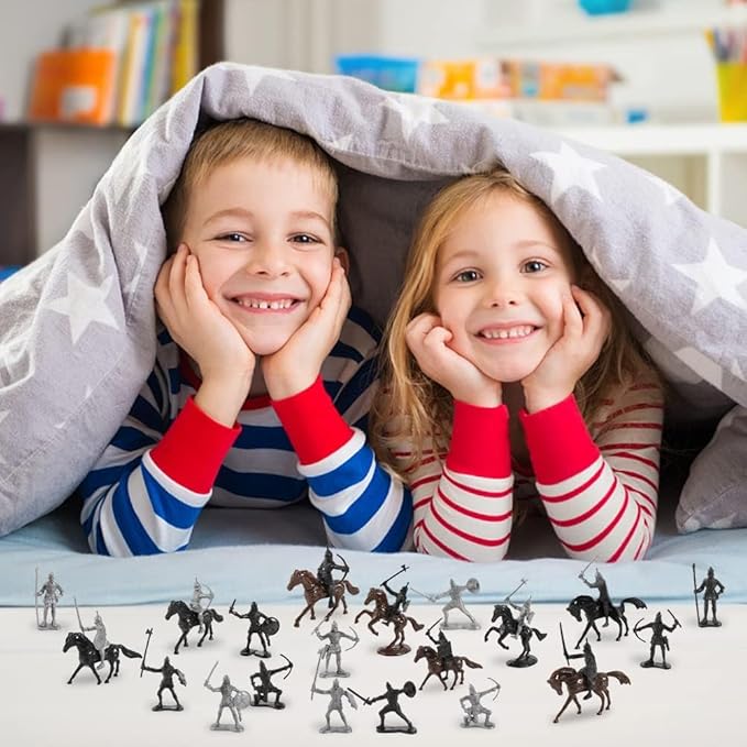 254pcs/set Medieval Castle Knights Toy Soldier - Army Figures Miniature Playset with Castle, Four-Color Soldier, Cavalry and Arrow Tower (Castle and 4 Color Soldiers)