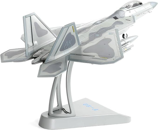 F22 Raptor 1/72 Diecast Metal Aircraft Model Kit USAF Fighter Jet Alloy Airplane Model with Stand for Adult Military Enthusiasts Collections or Creative Gifts (AK 90FS)