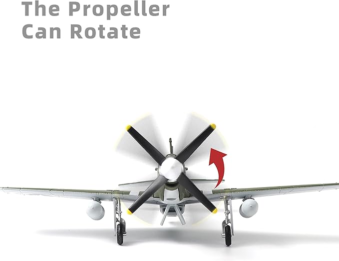 P51-B Mustang (Ding Hao) 1/72 Metal Airplane Model Kit with Stand WWII Diecast Alloy Fighter Model Vintage Combat Plane Prebuild Military Aircraft Collection for Display or Gift