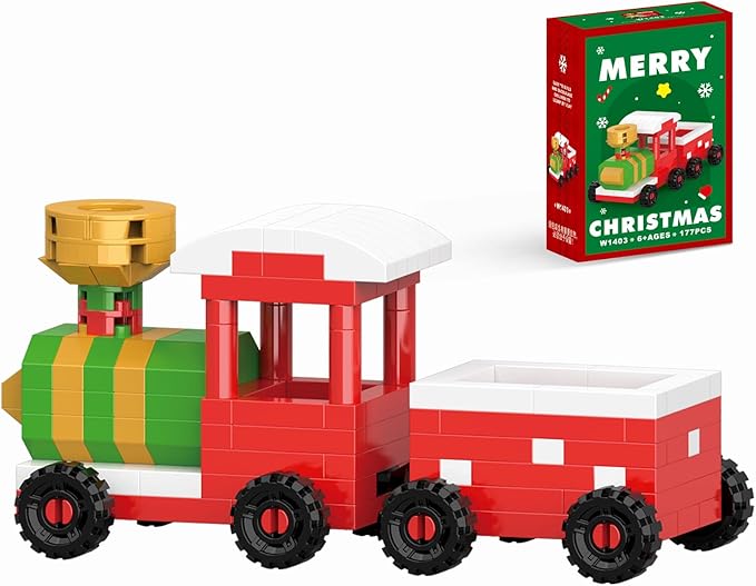 Christmas Train Building Blocks Set Compatible with Lego Advent Calendar 2025 Stacking New Toys Holiday Present Box New Year Xmas Gifts for Kids for Boys & Girls and Adults