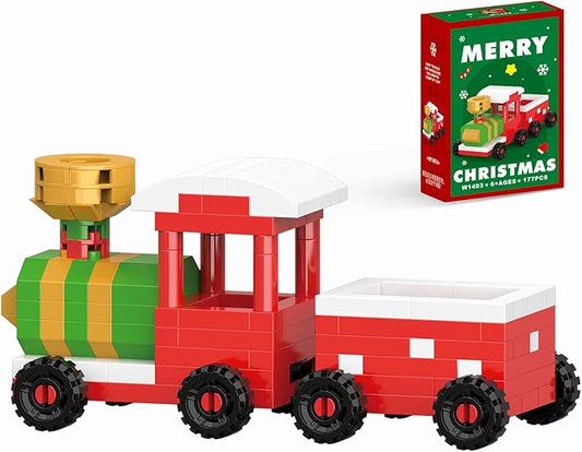 Christmas Train Building Blocks Set Compatible with Lego Advent Calendar 2025 Stacking New Toys Holiday Present Box New Year Xmas Gifts for Kids for Boys & Girls and Adults
