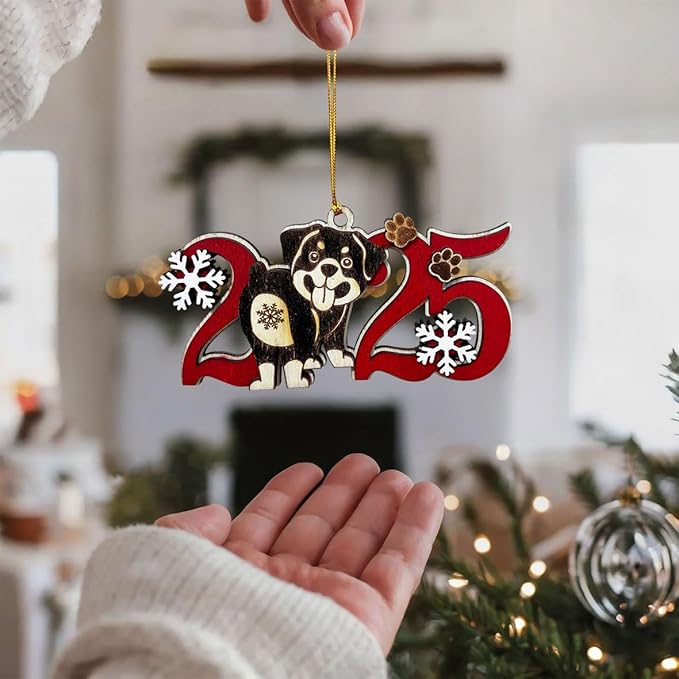 2025 Rottweiler Christmas Ornament – Wooden Dog Ornament for Tree, Cute Puppy Holiday Decoration, Personalized Pet Lover Gift for Women, Men, Kids, Dog Mom & Dad