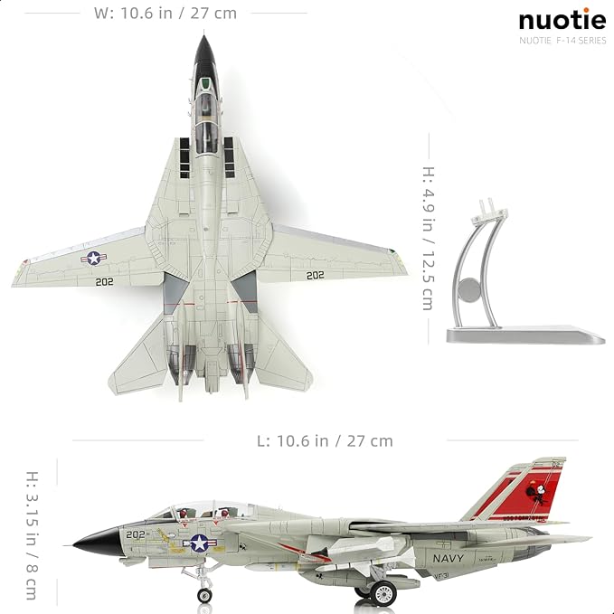 F-14A Tomcat 1/72 Metal Airplane Model Kits with Stand VFA-31 Tomcatters DieCast Alloy Fighter Model Jet Replica Pre-Build Military Aircraft Collection for Display or Gift