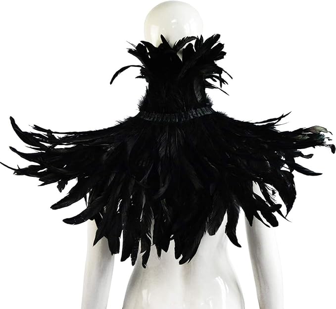 L'VOW Gothic Black Feather Shrug Cape Shawl Halloween Costume for Men