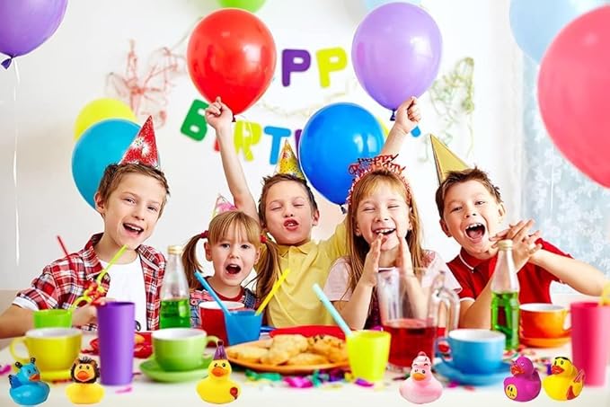 Assorted Rubber Ducks Toy Duckies for Kids and Toddlers, Bath Birthday Baby Showers Classroom, Summer Beach and Pool Activity, 2" Inches (200-Pack)