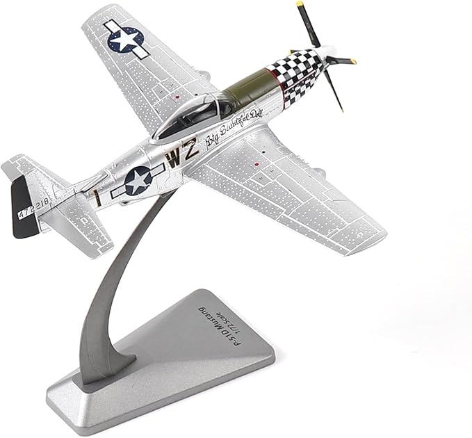 P51-D Mustang 1/72 Metal Airplane Model Kit with Stand WWII Diecast Fighter Model Vintage Prebuild Military Aircraft Collection for Display or Gift (Big Beautiful Doll)