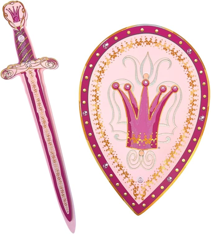 Liontouch - Queen Rosa Toy Set for Girls - 3-6 Years | Pink Foam Sword & Shield for Pretend Play for Toddlers in Glittering Medieval Style | Safe & Durable Accessories for Royal Dress Up & Costumes