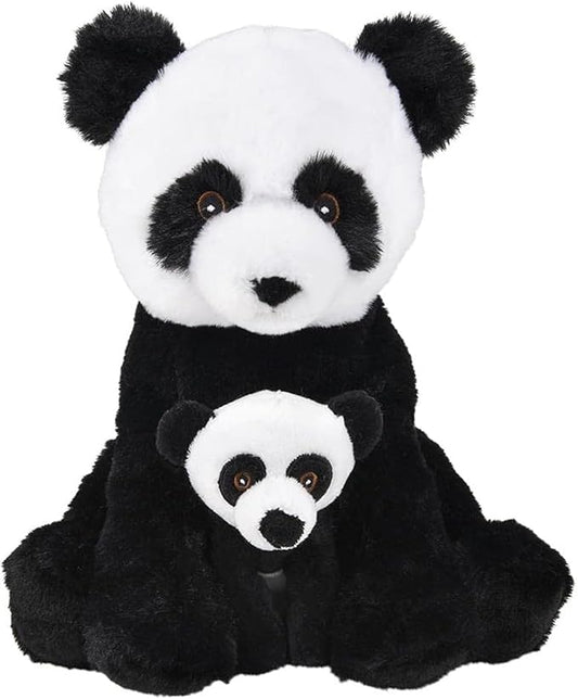 Mom and Baby Stuffed Animals for Boys & Girls, Safari Baby Shower Decorations, Nursery Decor, Zoo Animals for Toddlers, Quality Realistic Toys for Kids, Cute, Soft, Huggable, Squeezable (9.5" Panda)
