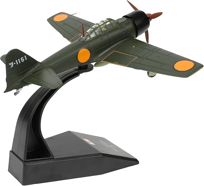 1/72 A6M Zero Diecast Metal Aircraft Model Kit JP Mitsubishi WWII Vintage Fighter Airplane Model with Stand for Adult Military Enthusiasts Collections or Gift (1942 A6M3)