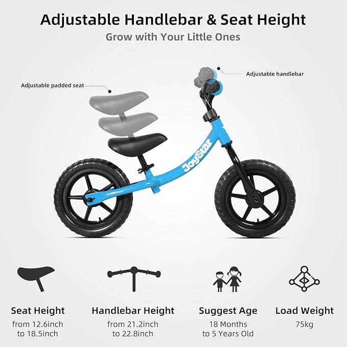 JOYSTAR Toddler Balance Bike 2 Year Old, Age 18 Months to 5 Years Old, No Pedal Bike with Adjustable Handlebar and Seat, Gift for 2-4 Boys Girls