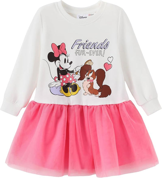 Disney Stitch Minnie Elsa Princess Sweatshirt Dress Toddler Girl Sequin Long Sleeve Pullover Clothes Fall Outfit 2-9 Years