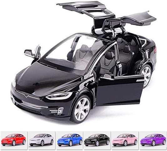 1:32 Scale Car Model X Alloy Diecast Pull Back Electronic Toys with Lights and Music, Mini Vehicles Toys for Kids Gift Car Lovers Collection (Model X - Noble Black)