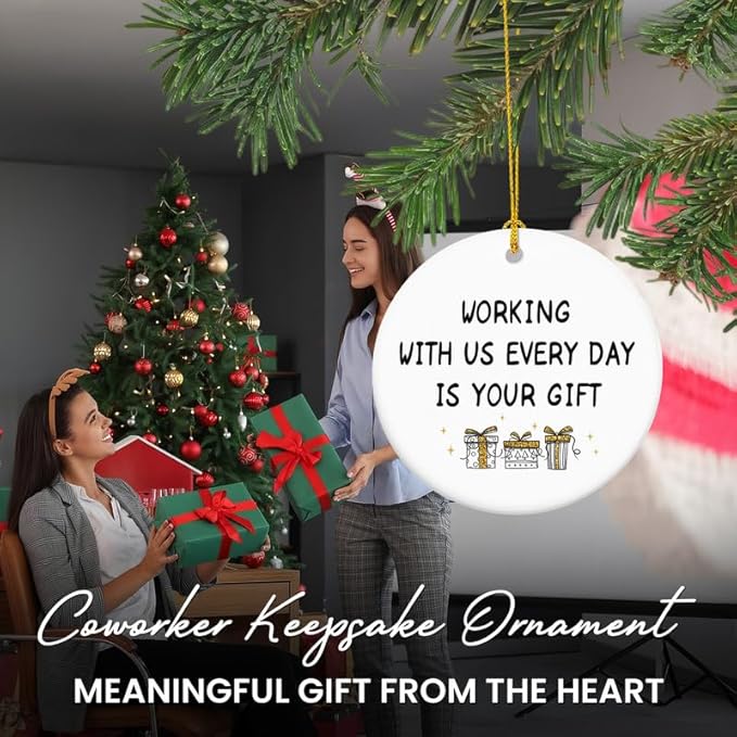 OASSIE Christmas Funny Gifts for Friends Women - Ceramic Christmas Ornaments Tree 2025 for Tree Decorations - Coworker Gifts for Women, Friend Gift for Work Bestie, Home Decorations Friends Ornament