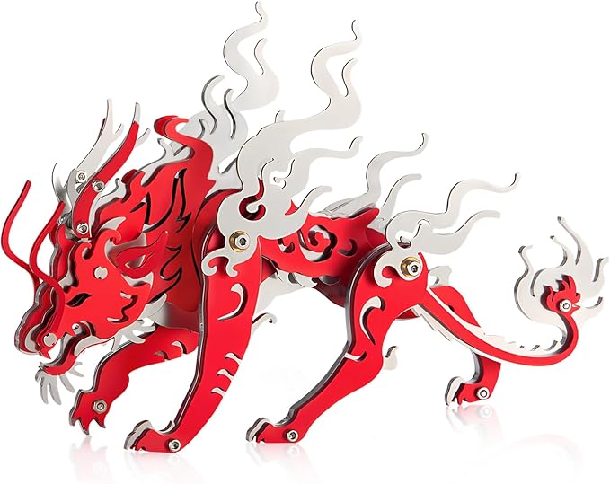 3D Metal Puzzles for Adults, Metal Model Kits for Adults Candling Dragon, Mechanical 3D Puzzle Stainless Steel Ornaments for Men Women Art Craft Gifts Toys(Red).