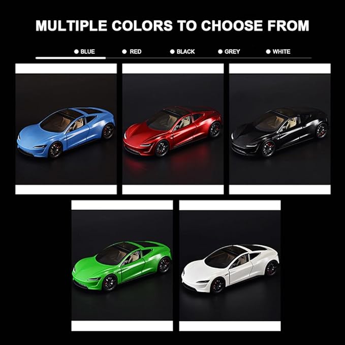 1/24 Diecast Roadster Model Car with Pull Back Function, Sound and Light, Alloy Metal Vehicles Roadster Toy Car Ideal Collectible for Kids Adults Enthusiasts, Great Birthday Gift (Blue)