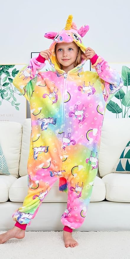 Kids Unicorn Onesie Pajamas One-Piece Cosplay Costume Animal Sleepwear Girls And Boys
