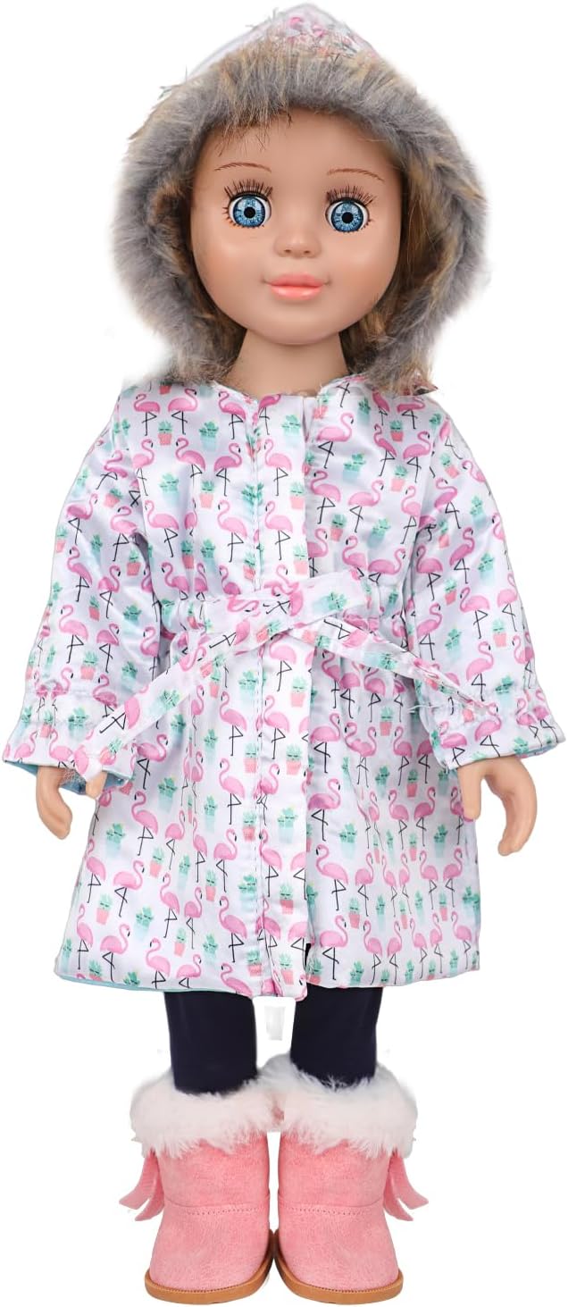 18 Inch Doll Clothes & Outfit Set-Thermal-Insulated Winter Wardrobe Bundle with Jacket,5 Seasonal Colors for 18in Dolls (Arctic Animal/Snowflake Patterns)