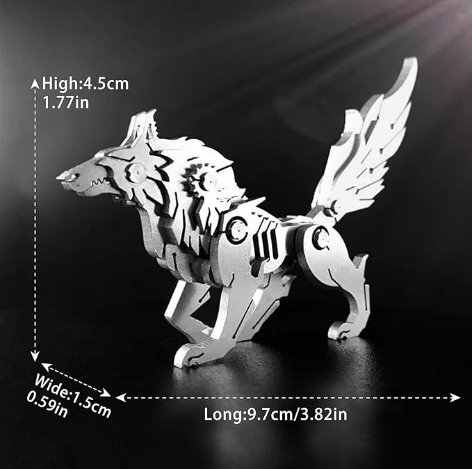 3D Metal Puzzles for Adults, Metal Model Kits for Adults, Mechanical Wolf Mechanical 3D Puzzle Stainless DIY Gifts for Men Women Home Decor Art Craft Gifts Toys.
