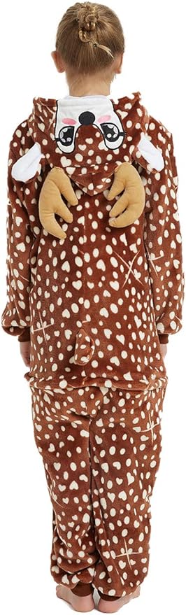 Kid Reindeer Onesie Pajamas Deer Christmas Halloween Costume Boy Girl Animal Onepiece, Dot Deer, 120cm