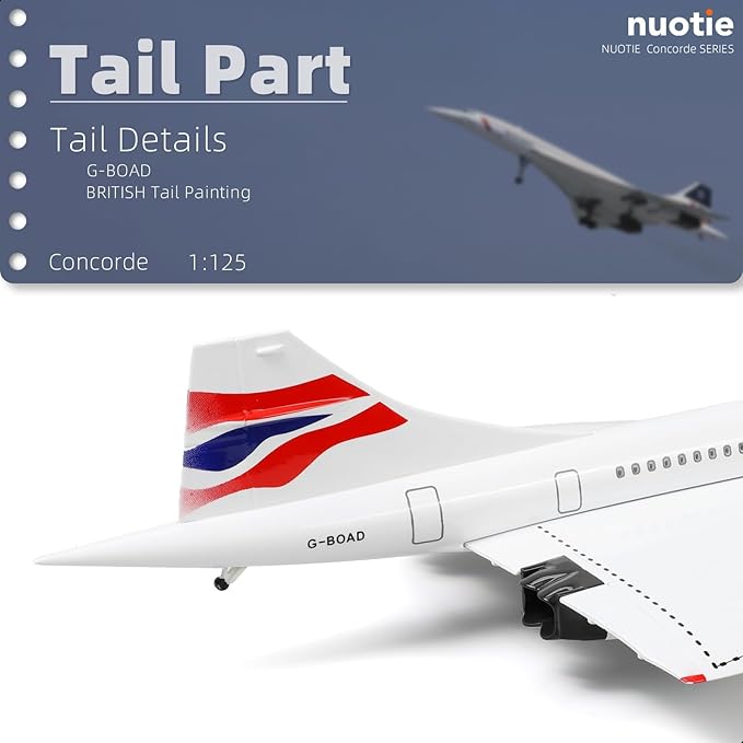 1:125 Concorde Airplane Pre-Build Diecast Aircraft Model Kit - Simulation Display for Collection or Gift (British Airways)