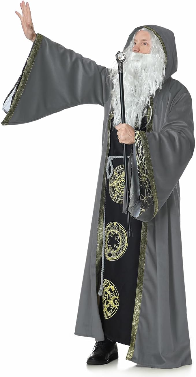 Velvet Wizard Robe with Hooded and Sleeves, Halloween Vampire Witch Wizard Cloak Fancy Cosplay Costume