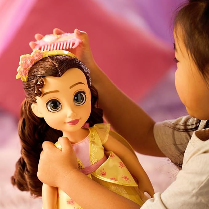 Disney Store Official Belle Once Upon a Story Doll - 16 Inch Disney Princess Toys Featuring Reflective Eyes with 3D Pupil and Iris, Detailed Costume, Hair Comb & Shoes - Comes in Display Box