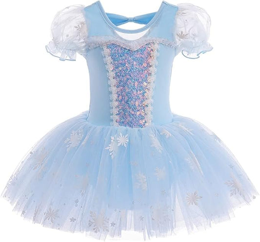 DYMCII Baby Girls Princess Ballet Dress Short Sleeve Leotards Skirted Tutu Dancewear Halloween Christmas Party Fancy Costume