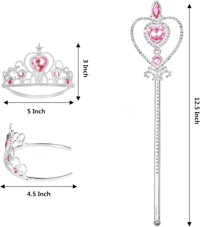 S & E TEACHER'S EDITION 2Pcs Princess Crown and Wand, for Little Girls, Jewelry Toy Princess Costume Accessories, Christmas Gifts Set