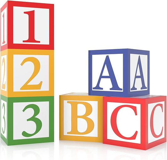 6 Pieces ABC and 123 Balloon Box Back to School Party Decoration 12 X 12 Inch ABC Alphabet Block Boxes Party Favor Balloon Inspire Story Birthday Party Decor for School Celebration Baby Shower