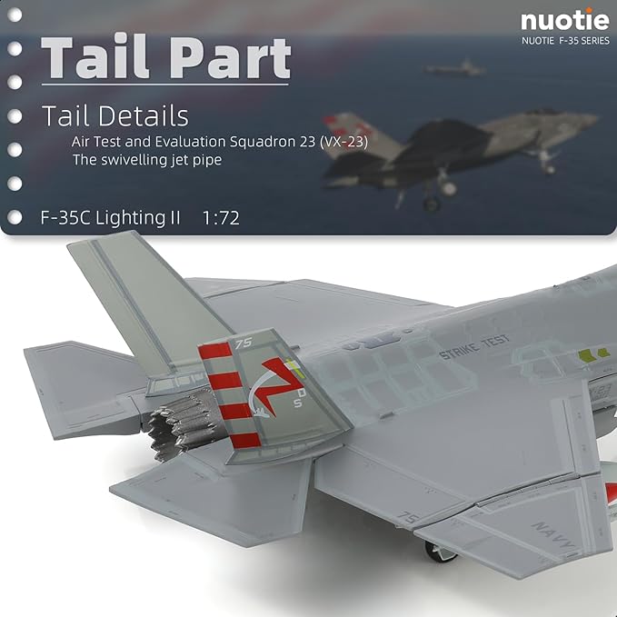 F-35C Lightning 1/72 Metal Fighter Model Kits with Stand VX-23 3 Versions ABC Diecast Alloy Jet Replica Pre-Build Military Aircraft Collection for Display or Gift (USN VX-23 73)