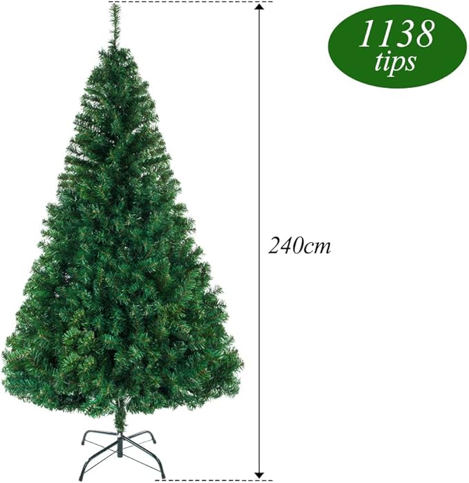 Bonnlo Artificial Christmas Tree, 8ft Large Christmas Tree w/ 1138 Branch Tips, Xmas Entrance Tree Holiday Party Decorations