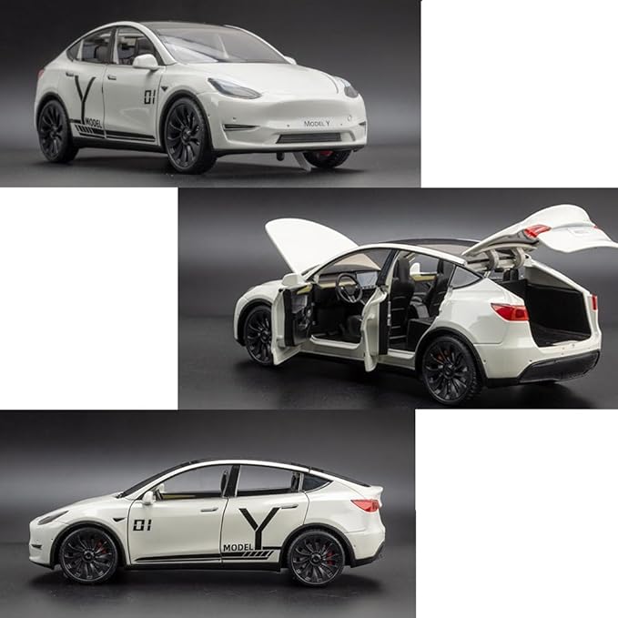 1/24 Model Y Toy Cars Alloy Diecast Model, Pull Back M-odel Y Car Toy with Light, Big Mo-del Y Diecast Cars Toy Suitable for Kids Adults Birthday Gift (Printed White)