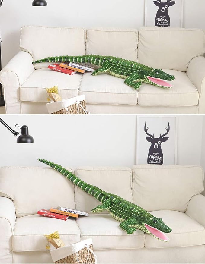 MMTTAO Alligator Plush Toy Realistic Crocodile Stuffed Animal 39 Inch Jumbo Animal Stuffed Soft Plushies Cute Dolls Collection Huggable Throw Pillow Cushion Gift for Kids Children Boys Girls, 39Inches