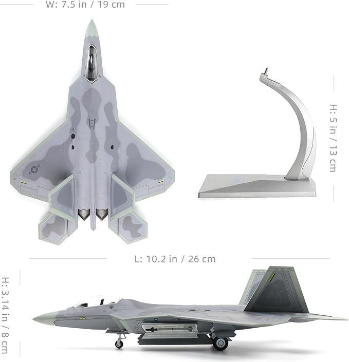 USA F-22 Raptor Fighter Attack Pre-Build Model 1:72 Aircraft Alloy Diecast Airplane Military Display Model Aircraft for Collection or Gift (AK 093)