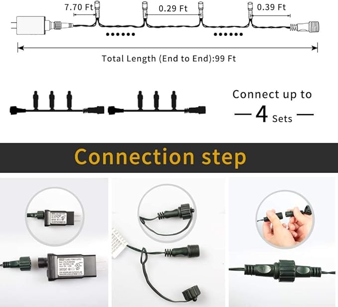 Haili 105FT 300 LED Christmas Lights Outdoor, Plug in 8 Mode String Lights for Christmas Tree, Party, Patio, House Christmas Decoration (Warm White)