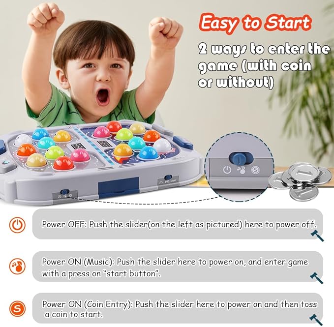 Hammer Mole Game for Toddler, Toys for 3-12 Year Old Boys and Girls, Kids Whack Pound Game,Gifts for 3 4 5 6+ Year Old Boys, Interactive Educational Toy with Sound and Light, PK Mode with 2 Hammers