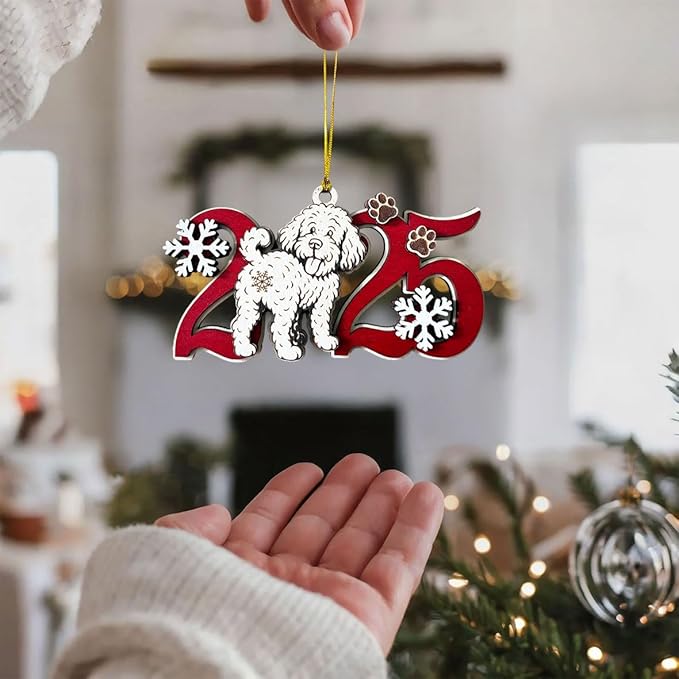 2025 Labradoodle Christmas Ornament – Wooden Dog Ornament for Tree, Cute Puppy Holiday Decoration, Personalized Pet Keepsake Gift for Women, Men, Kids, Dog Mom & Dad