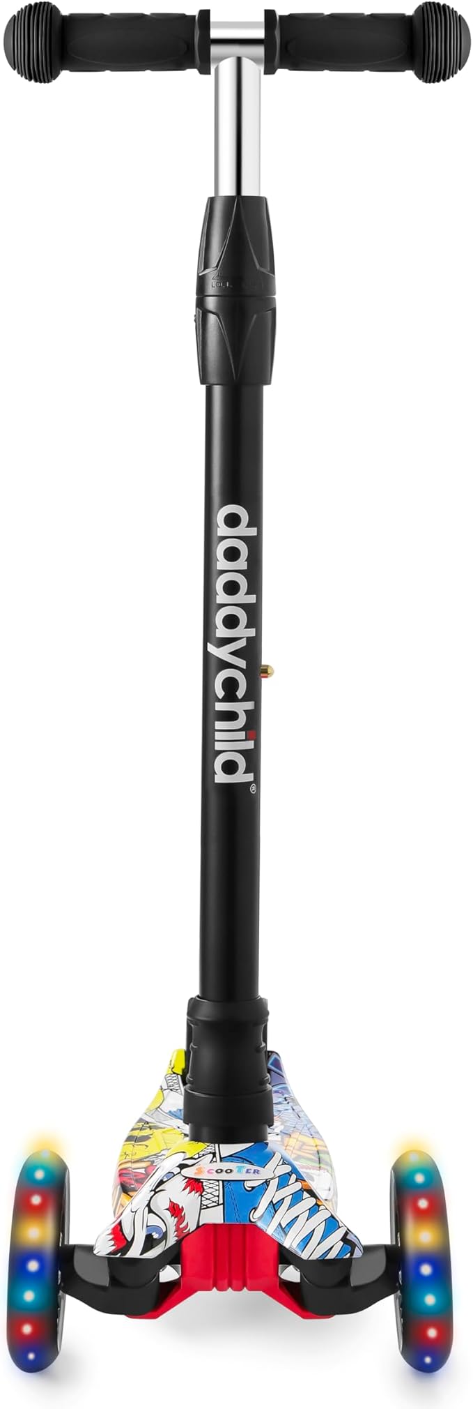 Scooters for Kids 3 Wheel Kick Scooter for Toddlers Girls & Boys, 4 Adjustable Height, Lean to Steer, Extra-Wide Deck, Light Up Wheels for Children from 3 to 14 Years Old