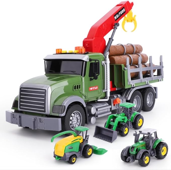 Tow Truck Toy Set for Kids Ages 4 to 8 Includes Farm Truck 3 Random Metal Trucks with Hook Perfect Toddler Toys for Boys and Girls 3 Years and Up Kids Toys Fun Playtime Vehicle Collection