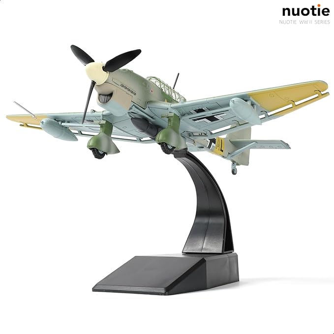 1/72 Junkers Ju 87 Stuka Bomber Aircraft Model WW II Metal Die-cast Classic Military Fighter Model Pre-Built WWII Legendary German Bomber Model with Display Stand Collection Gift for Adults