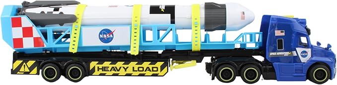Daron Rocket Transporter with Articulated Tractor Trailer, Launch Platform, Lights & Sounds, Removable Rocket with Extendable Landing Fins - Ages 3+