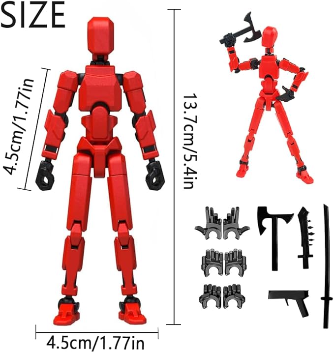 (Assembly Completed) 2025 New Titan 13 Action Figure Set,Lucky Robot 13 Action Figures,Multi-Jointed Movable Action Figure,Nova 13 Figure for Collectors Desktop Decorations (c-red)