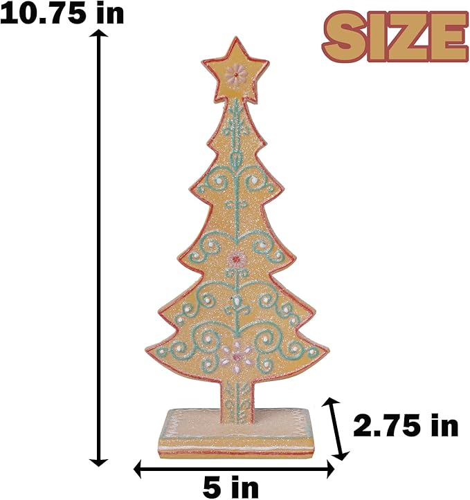 Gingerbread Tree Gingerbread Christmas Decorations Indoor Resin Christmas Tree Statue Decorations Kitchen Tabletop Xmas Decor