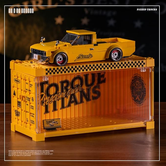 PB8842 1:32 Freedom Cruiser Pickup Truck Buliding Blocks Set, 324 Pieces Car Scale Model Toy with Display Container, Clamping Blocks STEM Gift for Adults