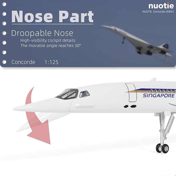 1:125 Concorde Airplane Model Pre-Build Diecast Aircraft Model Kits Aircraft Simulation Model Display Model Collection or Gift(Singapore Airlines)