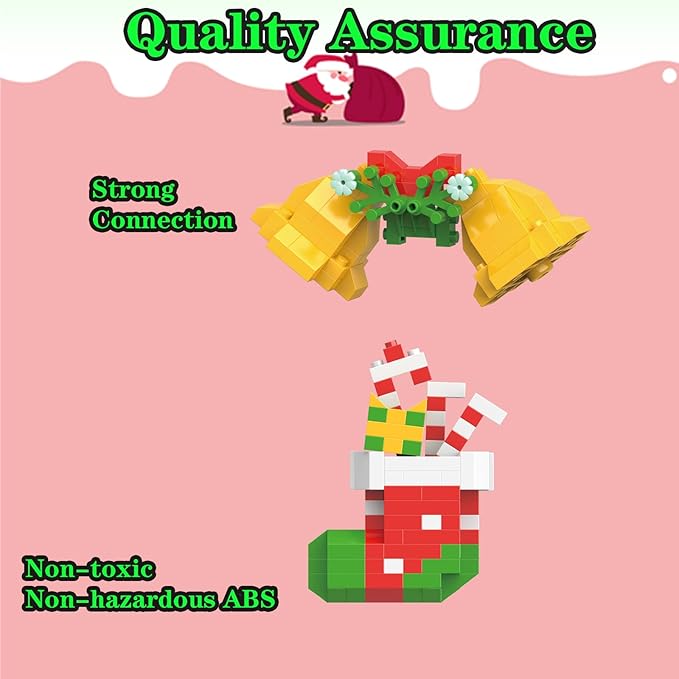 Christmas Bells and Boot Building Blocks Set Compatible with Lego Advent Calendar 2025 Stacking New Toys Holiday Present Box New Year Xmas Gifts for Kids for Boys & Girls and Adults